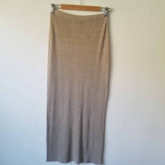 VINTAGE Babette Ballinger 100% Linen Beige Knit Maxi Skirt Size M - Picture 6 of 8